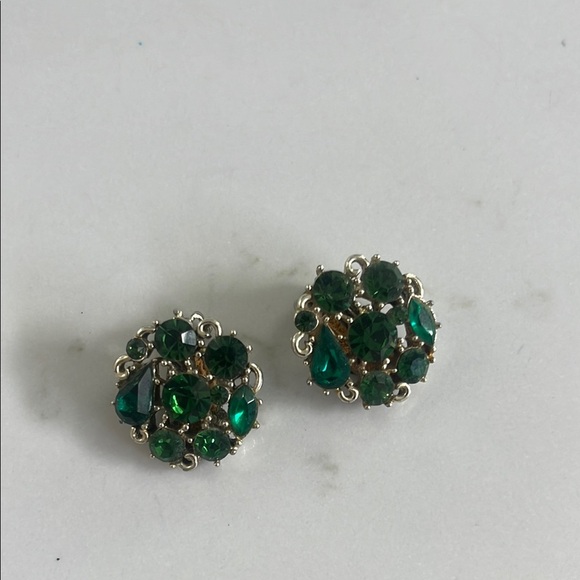 Rhapsody Green rhinestone Earrings - Picture 1 of 8